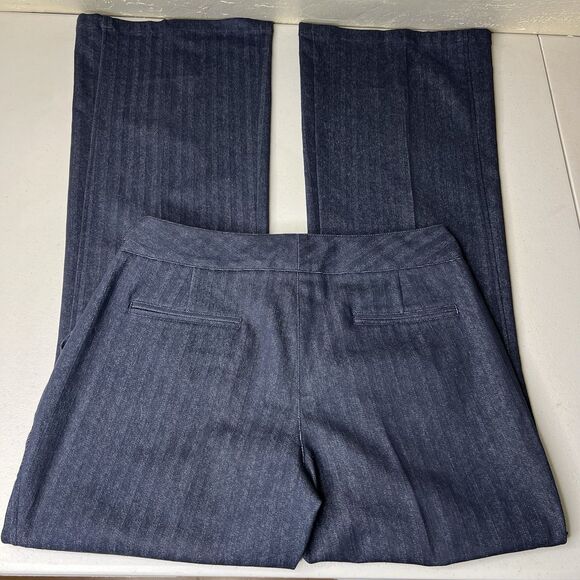 Etcetera Flare Jeans Womens 10 Pinstripe Side Buckle Stretch Pleat Y2k Retro 34” - Picture 7 of 11